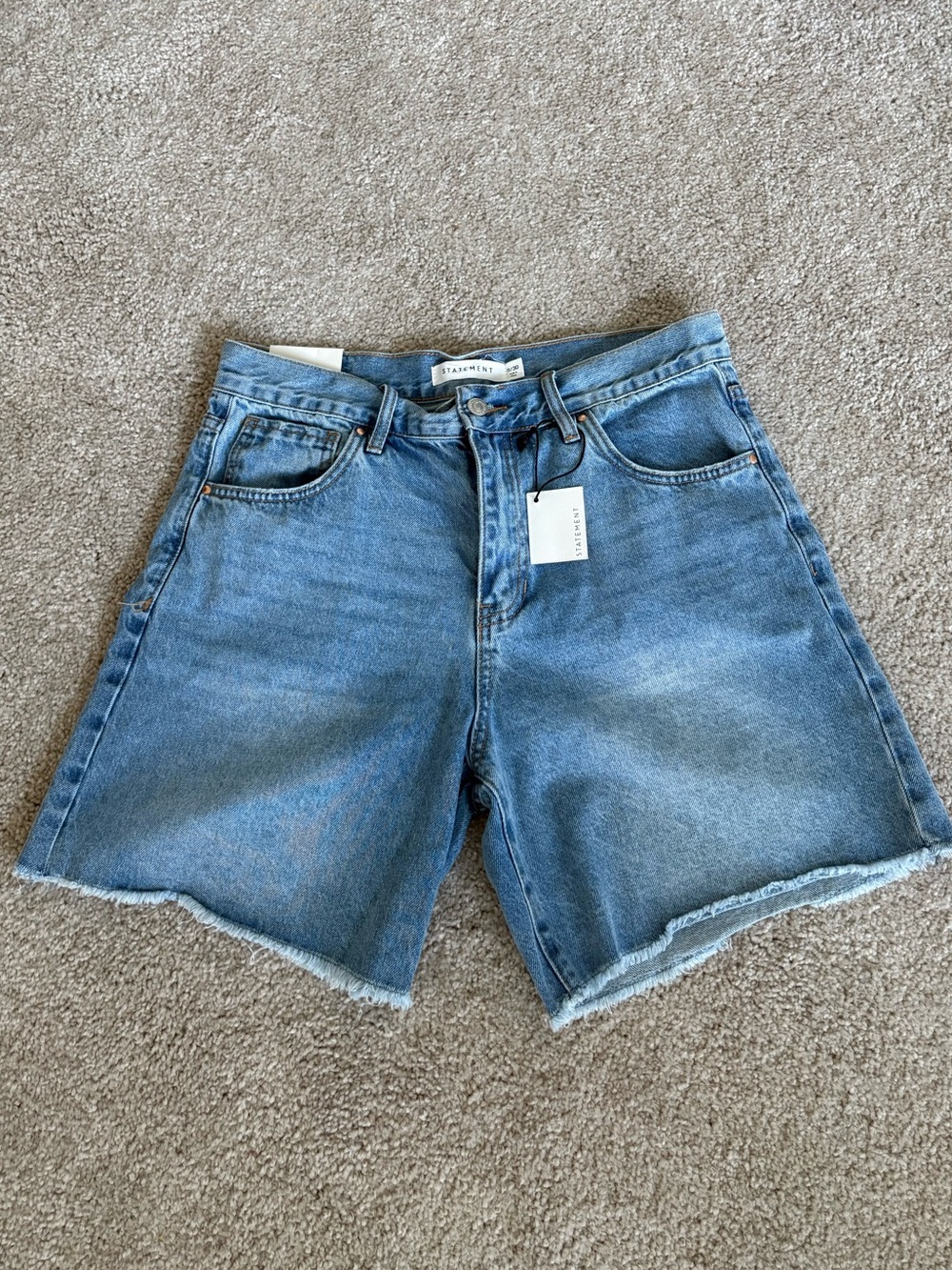 Statement Denim High-Rise Blue Denim Women's Shorts Trendy Longer Length NWT